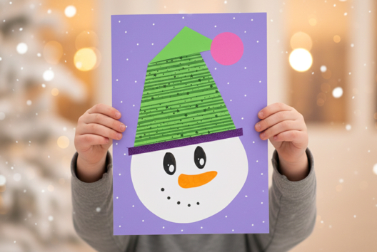 DIY collage bonhomme de neige - Activités manuelles personnages de Noël - 10doigts.fr