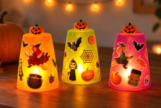 gobelets lumineux pour Halloween - Activités manuelles Halloween - 10doigts.fr