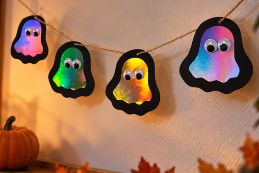 Guirlande Halloween fantômes - Activités manuelles Halloween - 10doigts.fr