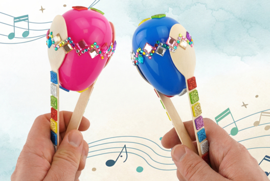 maracas carnaval enfant DIY - Activités manuelles Carnaval - 10doigts.fr