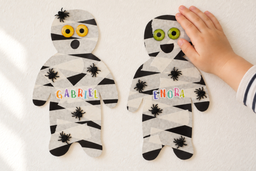 momie halloween enfants DIY - Activités manuelles Halloween - 10doigts.fr