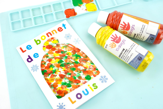 peinture au doigts enfants bonnet - Activités manuelles enfants Hiver - 10doigts.fr