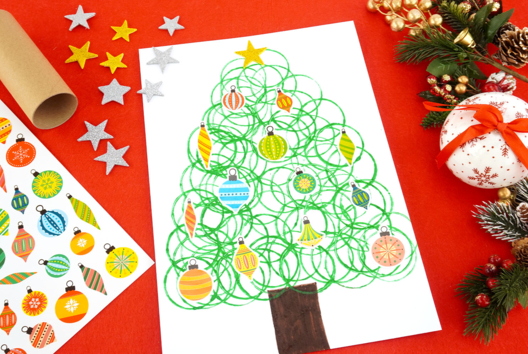 Peinture au rouleau sapin Noel - Activités manuelles Noël - 10doigts.fr