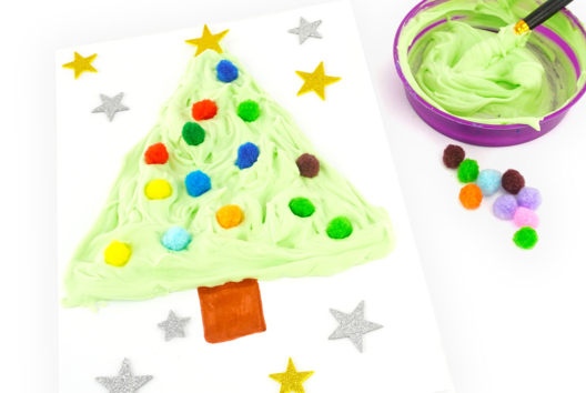 Sapin de Noël - peinture gonflante - Activités manuelles cartes de Noël – 10doigts.fr - 2