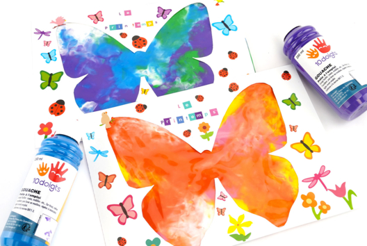 peinture papillon propre enfant - Activités manuelles Printemps - 10doigts.fr - 2