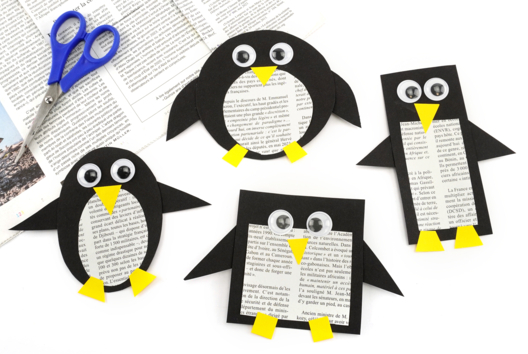 pingouin papier journal activité facile enfants - Activités manuelles Hiver - 10doigts.fr