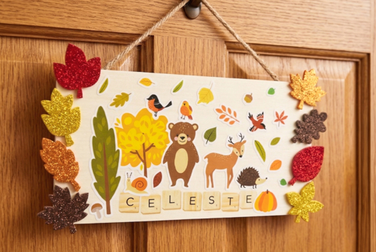 plaque de porte enfants DIY automne - Activités manuelles Automne - 10doigts.fr