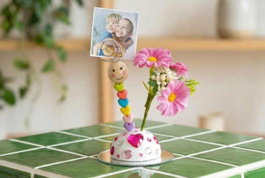 porte photo fleur fête des mères - Activités manuelles fête des mères - 10doigts.fr