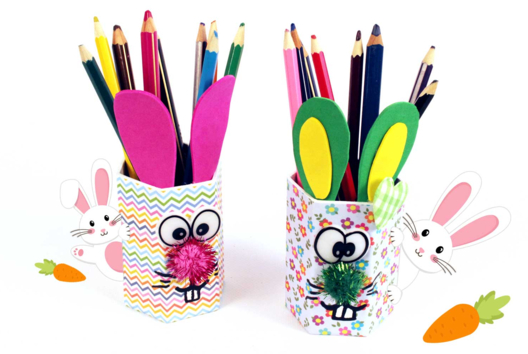 Pot à crayons Lapin - Tutos Pâques - 10doigts.fr