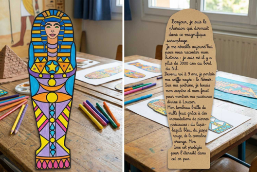 redaction sarcophage - Activités manuelles de dessin : des tutos adaptés dès le plus jeune âge - 10doigts.fr - 2