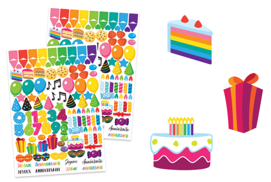 Gommettes anniversaire : décorez et animez vos fêtes d'enfants - Gommettes de fêtes et stickers thématiques pour vos activités créatives - 10doigts.fr