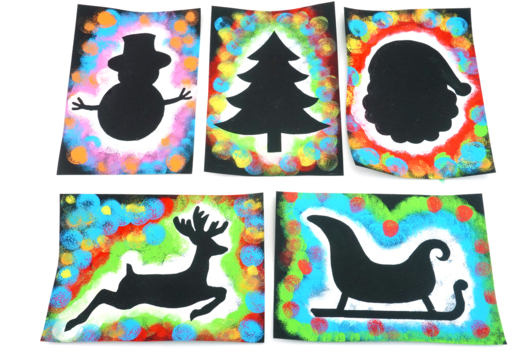 Silhouettes Noël avec de la peinture - Bricolages de Noël - 10doigts.fr