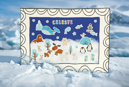 tableau banquise peinture ballon enfants - Activités manuelles enfants Hiver - 10doigts.fr