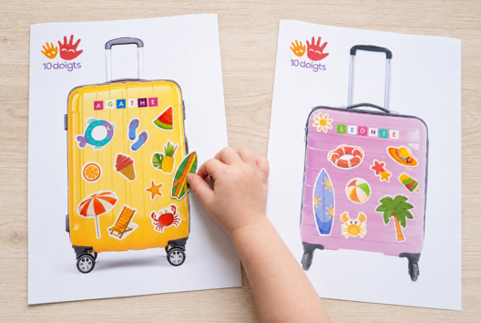 valise modèle gommettes été - Activités manuelles Été - 10doigts.fr - 2