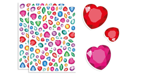 60 Gommettes Cœurs en mousse pailletée 2 mm 3 couleurs et 3 tailles -  MaGommette