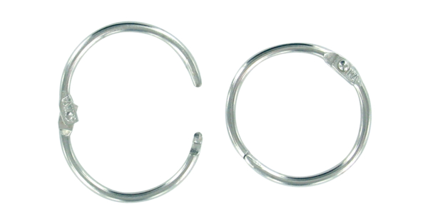 Anneaux de classeur, 30 pièces anneaux de classeur à feuilles mobiles  porte-clés en métal anneau en argent crochet de classeur en acier nickelé 