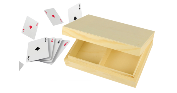 Boîte en bois pour cartes à jouer (taille de la carte 58 x 88 mm dans