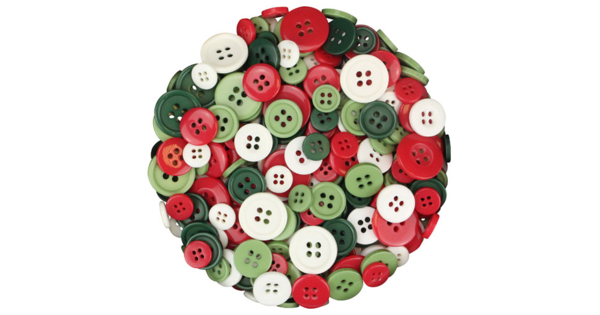 Boutons ronds en plastique couleurs Noël - Set de 300 - Boutons
