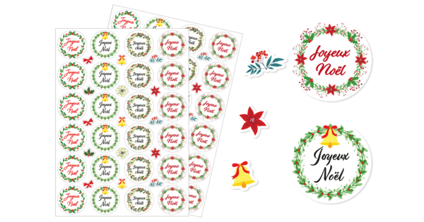 Stickers lettres Joyeux Noël et Bonne année - Gommettes et stickers  Noël - 10 Doigts