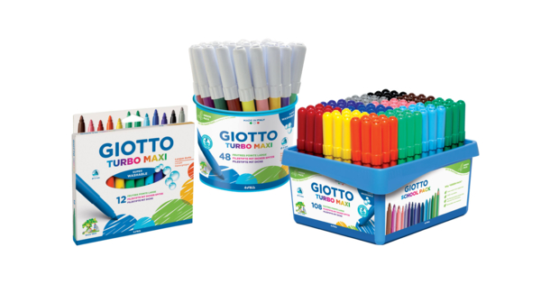 Giotto Turbo Maxi feutre pointe marqueurs stylo feutre paquet de 12 Jumbo  taille multicolore peinture Art dessin école photo dessin encre Ensemble  d'art de pointe de feutre de stylo marqueur 12 couleurs