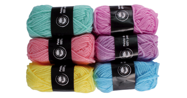 Pelotes de fil à tricoter- 6 couleurs classiques - Tricot, Laine - 10 Doigts