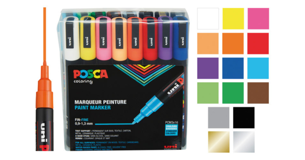 POSCA Lot de 8 marqueurs PC3M pointe conique fine couleurs pastel