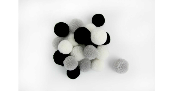 Pompons ronds cama eu noir et blanc 20 pi ces Pompons 10