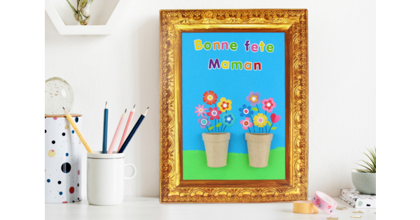 Peinture au doigt, fête des mères, fleurs imprimables, activité artistique  à faire soi-même pour enfant pour maman, empreintes digitales, tampon  encreur interactif, 20 x 10 po., impression d'oeuvres d'art -  France