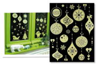 Stickers de Noël phosphorescents repositionnables - 16 stickers - Gommettes Noël - 10doigts.fr