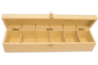 Boîte en bois, 6 casiers - 43,5 x 10 cm - Boîtes en bois - 10doigts.fr