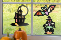 Kit déco d'Halloween en papier vitrail - 6 pièces - Kits créatifs Halloween - 10doigts.fr