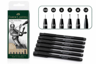 6 feutres Pitt Artist Pen noirs, Faber-Castell (0,05 à 1,5 mm) - Feutres calibrés et fineliners pour le dessin de précision - 10doigts.fr