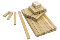 Bûchettes de construction en bois - Set de 200 - Bâtonnets, tiges, languettes - 10doigts.fr