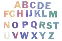 Sticker alphabet holographique - 50 pièces - Gommettes Alphabet, messages - 10doigts.fr