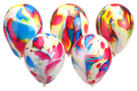 Ballons ronds, couleurs marbrées - 100 ballons - Ballons, guirlandes, serpentins - 10doigts.fr