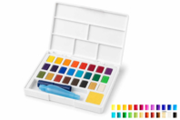 Boîte aquarelle Faber-Castell 24 godets + accessoires - Couleurs aquarelle - 10doigts.fr