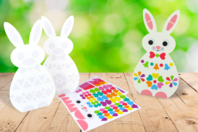 Kit lapins de Pâques + gommettes - 2 pièces - Kits créatifs Pâques - 10doigts.fr