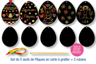 Cartes à gratter Oeufs de Pâques - Lot de 5 - Cartes à gratter, à poinçonner - 10doigts.fr
