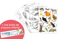 Cartes à colorier et gommettes + Cadeaux - Fables de La Fontaine - Kits créatifs gommettes - 10doigts.fr