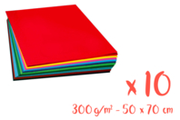 Papier épais multicolore, 50 x 70 cm - 10 feuilles - Papiers colorés - 10doigts.fr