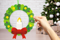 Kit couronne bougie de Noël en carte forte - Kits activités Noël - 10doigts.fr