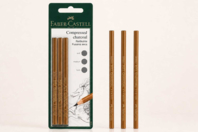 Crayons fusain sec Pitt Charcoal - Set de 3 duretés - Crayons graphite et mines pour le dessin - 10doigts.fr