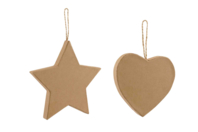 etoile et coeur en carton épais - Guirlandes et suspensions Noël - 10doigts.fr