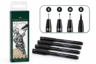 Feutres Pitt Artist Pen noirs, Faber-Castell - 4 pièces - Feutres calibrés et fineliners pour le dessin de précision - 10doigts.fr