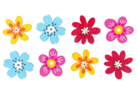 Motifs fleurs en bois décoré - 8 pièces - Déco en bois peints - 10doigts.fr