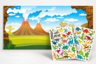 fresque jurassique et gommettes dinosaures - Gommettes Histoires et décors - 10doigts.fr