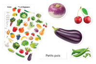 Gommettes "J'apprends les fruits et légumes" - 60 pcs - Gommettes Fleurs, Fruits et Légumes - 10doigts.fr