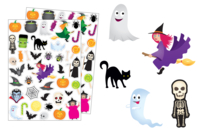 Gommettes Halloween - 80 gommettes - Cartes et Stickers - 10doigts.fr