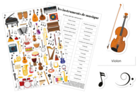 Gommettes Instruments de musique - 2 planches  - Gommettes Pédagogiques - 10doigts.fr
