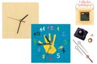 Horloge carrée en bois - Horloges en bois - 10doigts.fr